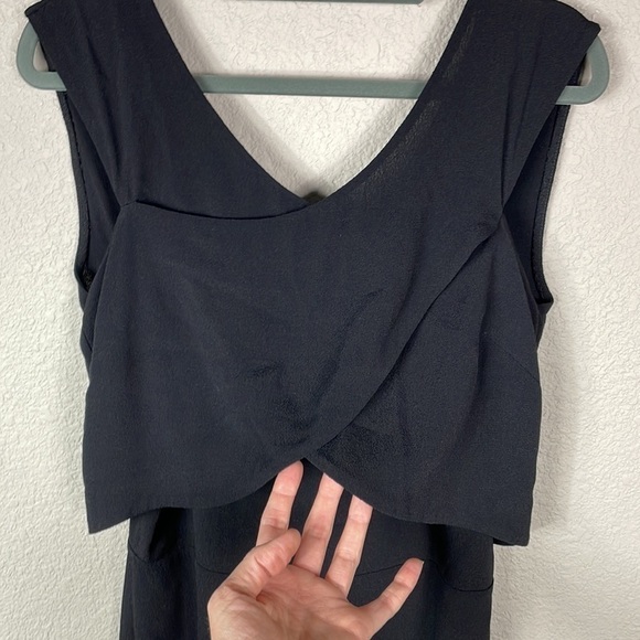 NWT Sandro Raviv Wrap Effect Crepe Dress LBD Sleeveless Cross Front Black Sz M - Picture 7 of 16